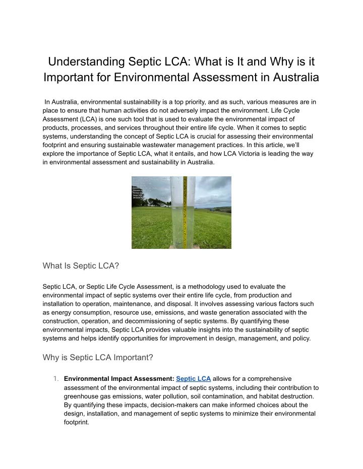 understanding septic lca what