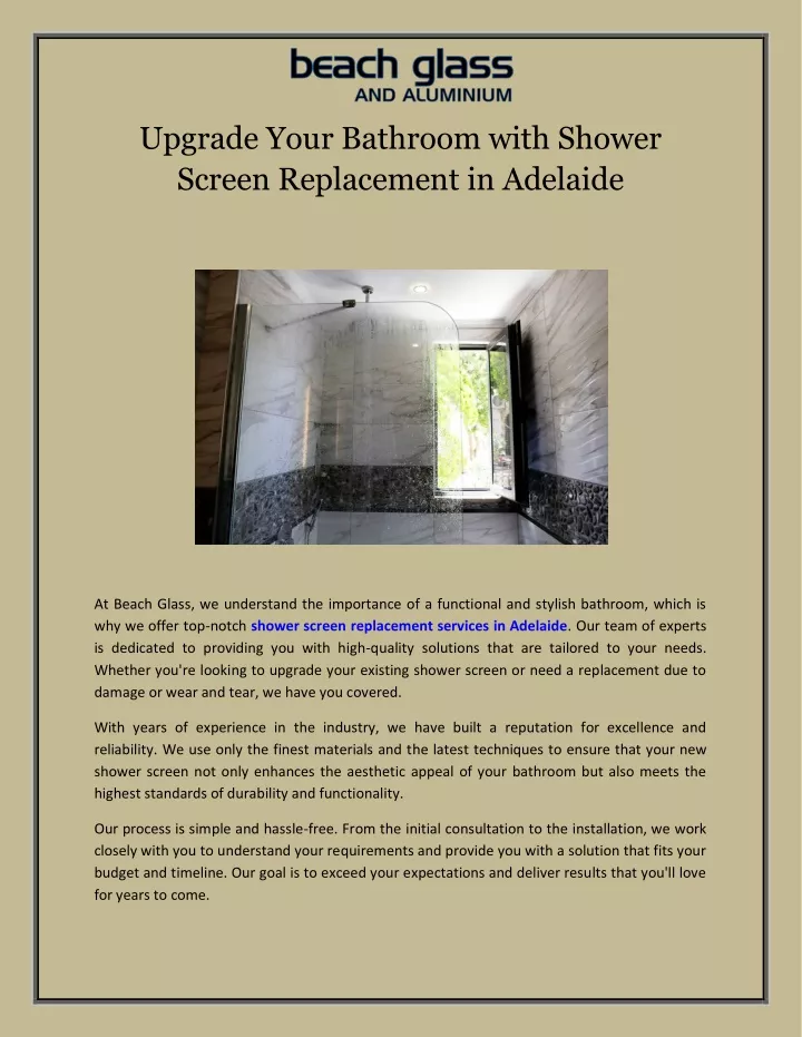 upgrade your bathroom with shower screen