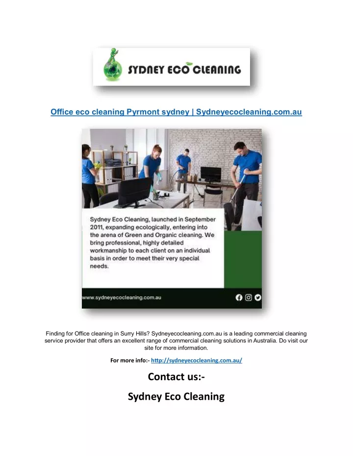 office eco cleaning pyrmont sydney