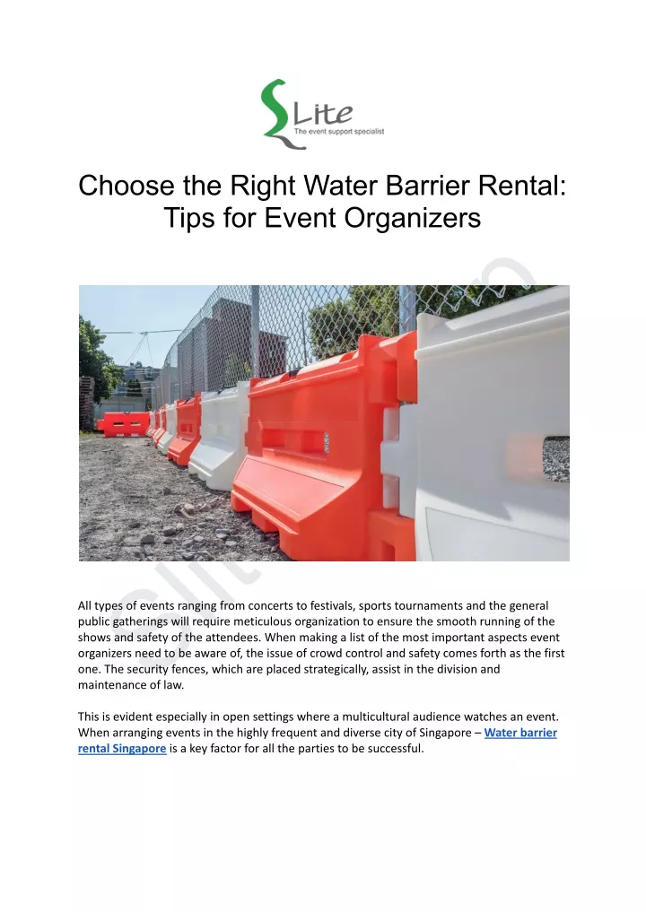 choose the right water barrier rental tips