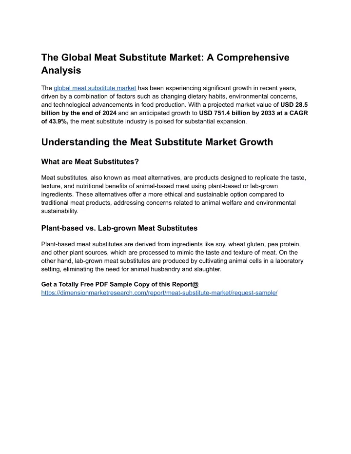 the global meat substitute market a comprehensive