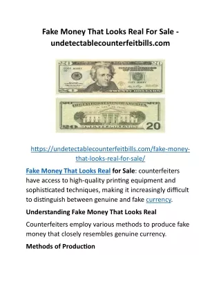 Fake Money That Looks Real For Sale - undetectablecounterfeitbills.com