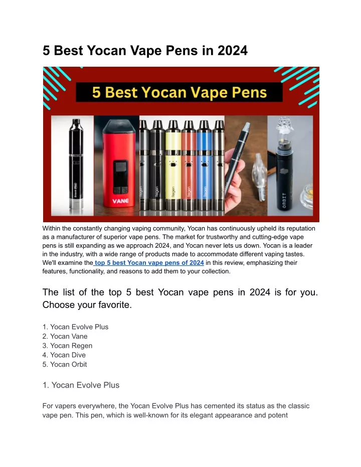 5 best yocan vape pens in 2024