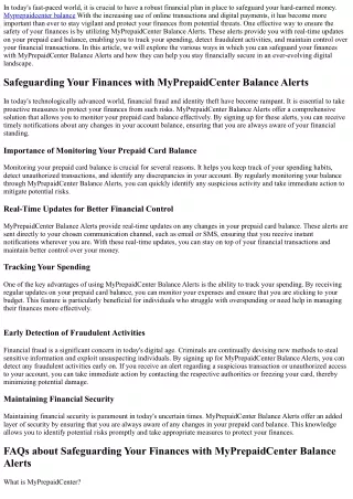 Safeguarding Your Finances with MyPrepaidCenter Balance Alerts