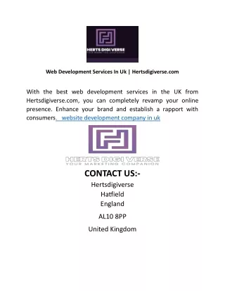 Web Design Company Hatfield | Hertsdigiverse.com