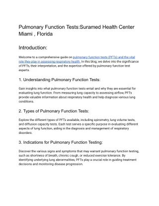 Pulmonary Function Tests_Suramed Health Center Miami , Florida