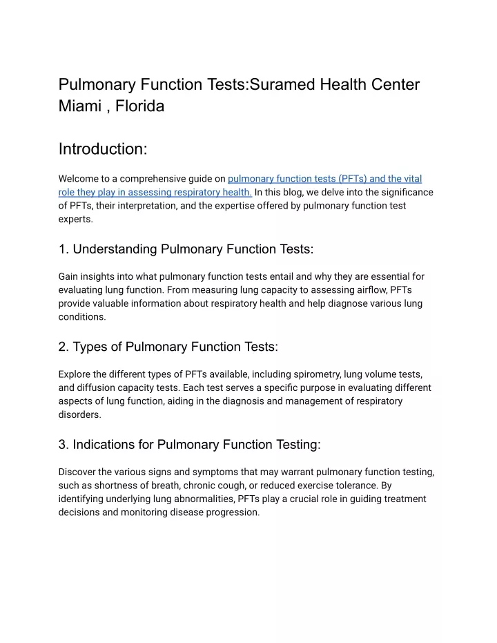 pulmonary function tests suramed health center