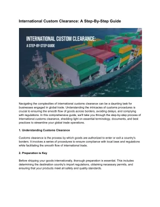 International Custom Clearance_ A Step-By-Step Guide