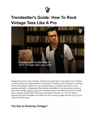 Trendsetter's Guide: How To Rock Vintage Tees Like A Pro