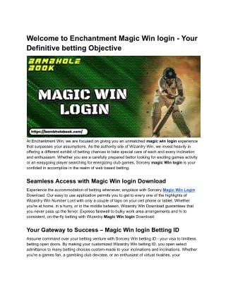 Welcome to Enchantment Magic Win login - Your Definitive betting Objective