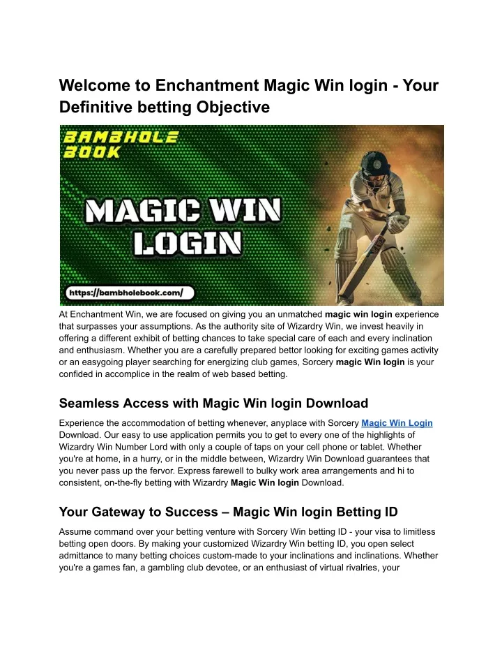 welcome to enchantment magic win login your