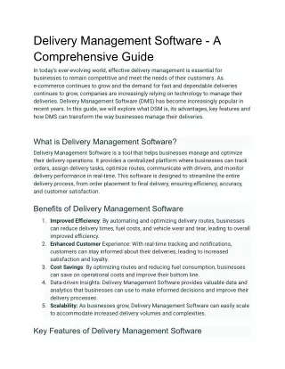 All You Know About Delivery Management Software - A Comprehensive Guide