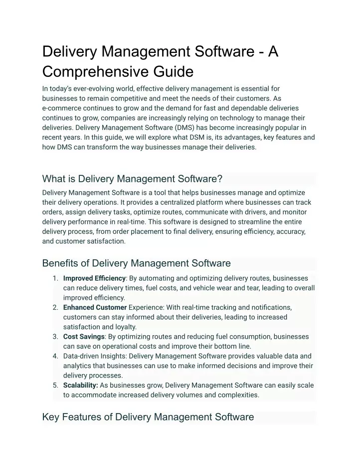 delivery management software a comprehensive guide