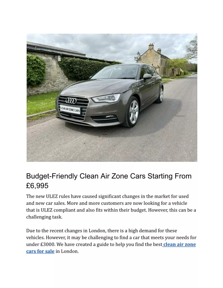 budget friendly clean air zone cars starting from