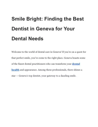 Smile Bright_ Finding the Best Dentist in Geneva for Your Dental Needs