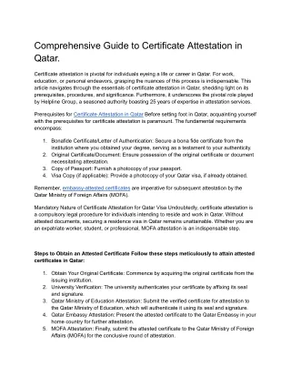 Title_ Comprehensive Guide to Certificate Attestation in Qatar