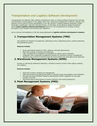 Transportation and Logistics Software Development