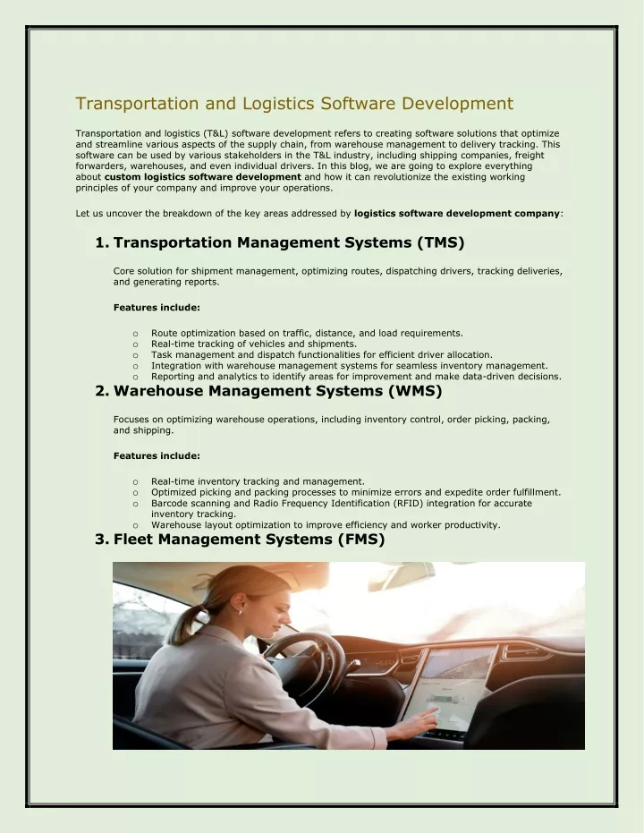 transportation and logistics software development