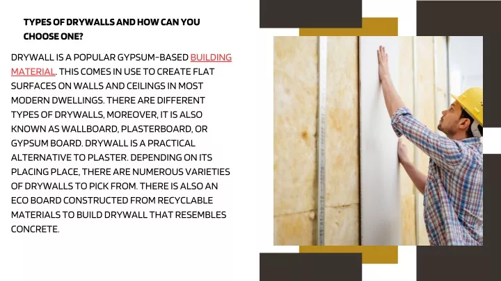 types of drywalls and how can you choose one