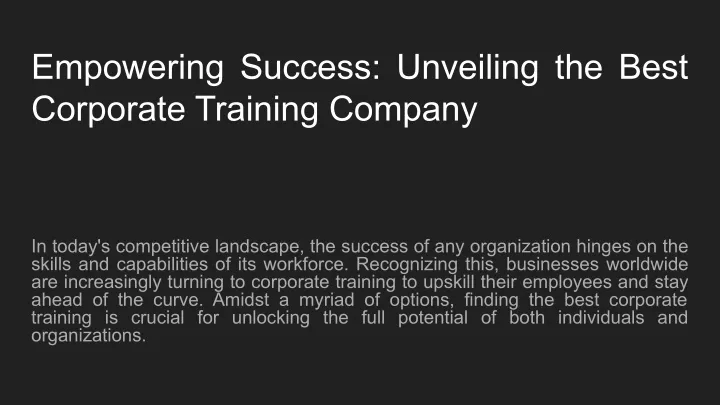 empowering success unveiling the best corporate