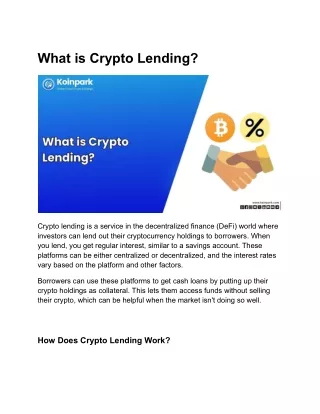 What is Crypto Lending (1)