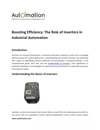 Boosting Efficiency  The Role of Inverters in Industrial Automation
