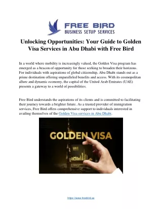 Unlocking Opportunities: Your Guide to Golden  Visa Services in Abu Dhabi with F