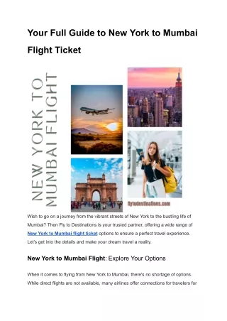 Your Full Guide to New York to Mumbai Flight Ticket
