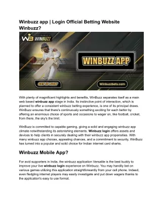 Winbuzz app : Best Instant online cricket ID Provider in 2024