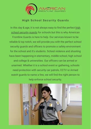 Comprehensive Protection: High School Security Guards