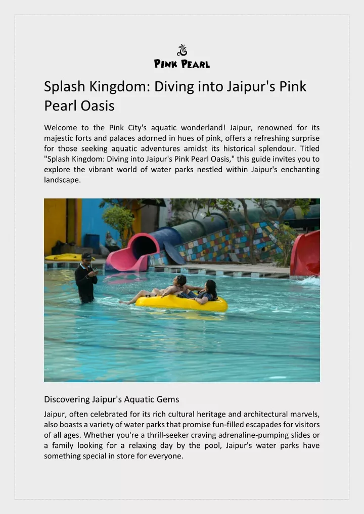 splash kingdom diving into jaipur s pink pearl