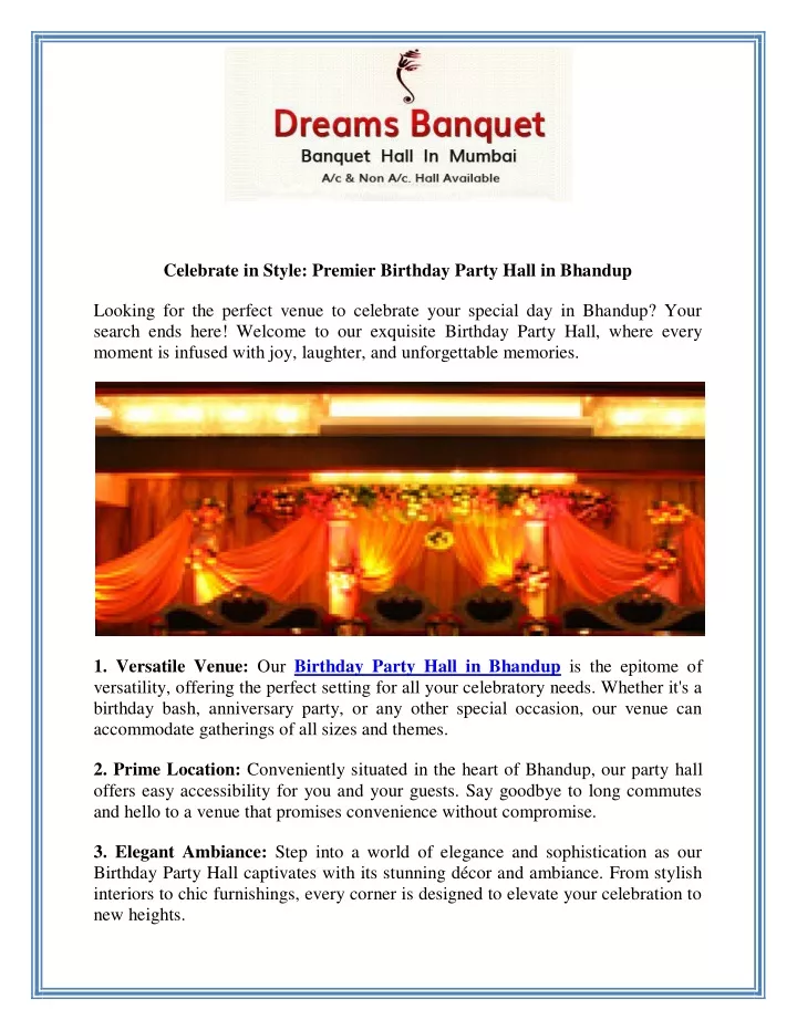 celebrate in style premier birthday party hall