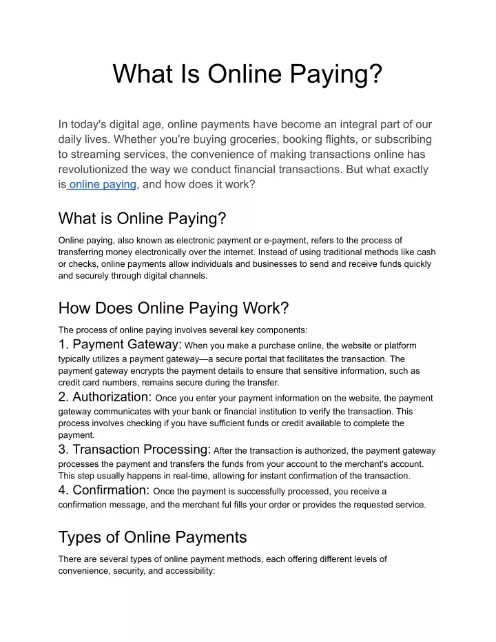 what is online paying