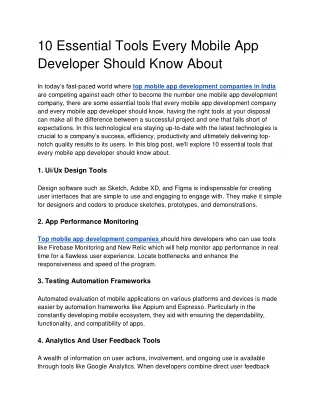 10 Essential Tools Every Mobile App Developer Should Know About