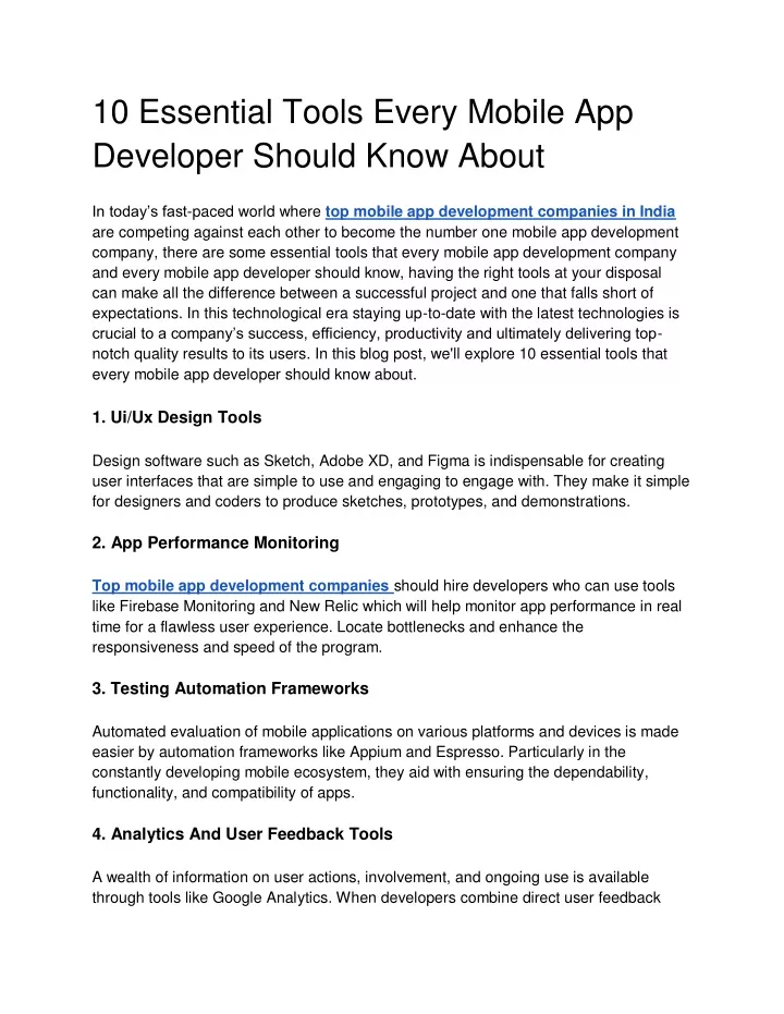 10 essential tools every mobile app developer