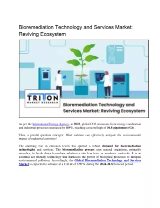 Bioremediation Technology and Services Market: Reviving Ecosystem
