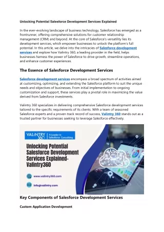 Unlocking Potential Salesforce Development Services Explained