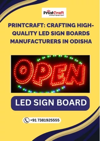 Printcraft Crafting High-Quality LED Sign Boards in Odisha