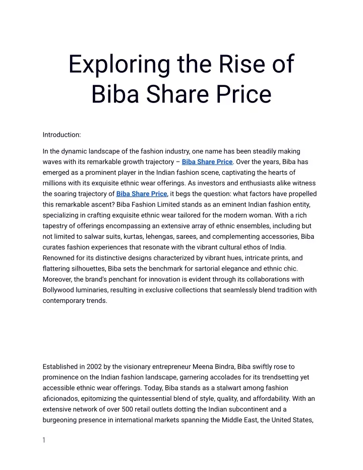 exploring the rise of biba share price