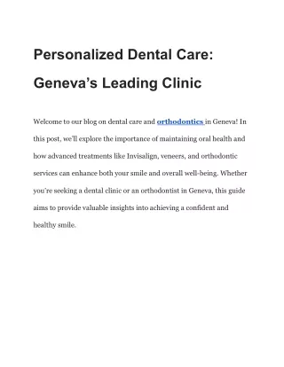 Personalized Dental Care_ Geneva’s Leading Clinic