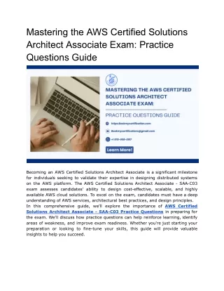 Mastering the AWS Certified Solutions Architect Associate Exam_ Practice Questions Guide