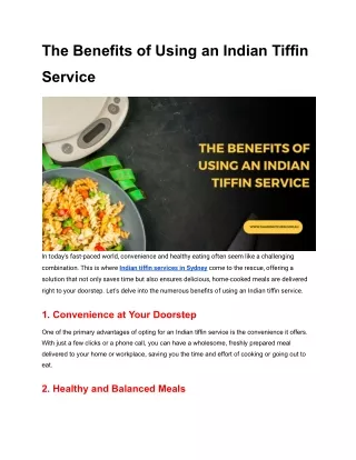 The Benefits of Using an Indian Tiffin Service