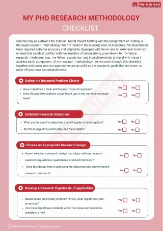 My PhD Research Methodology Checklist