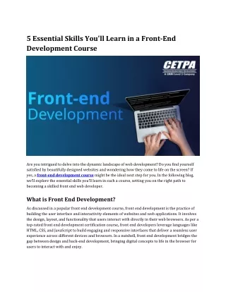 5 Essential Skills You'll Learn in a Front-End Development Course