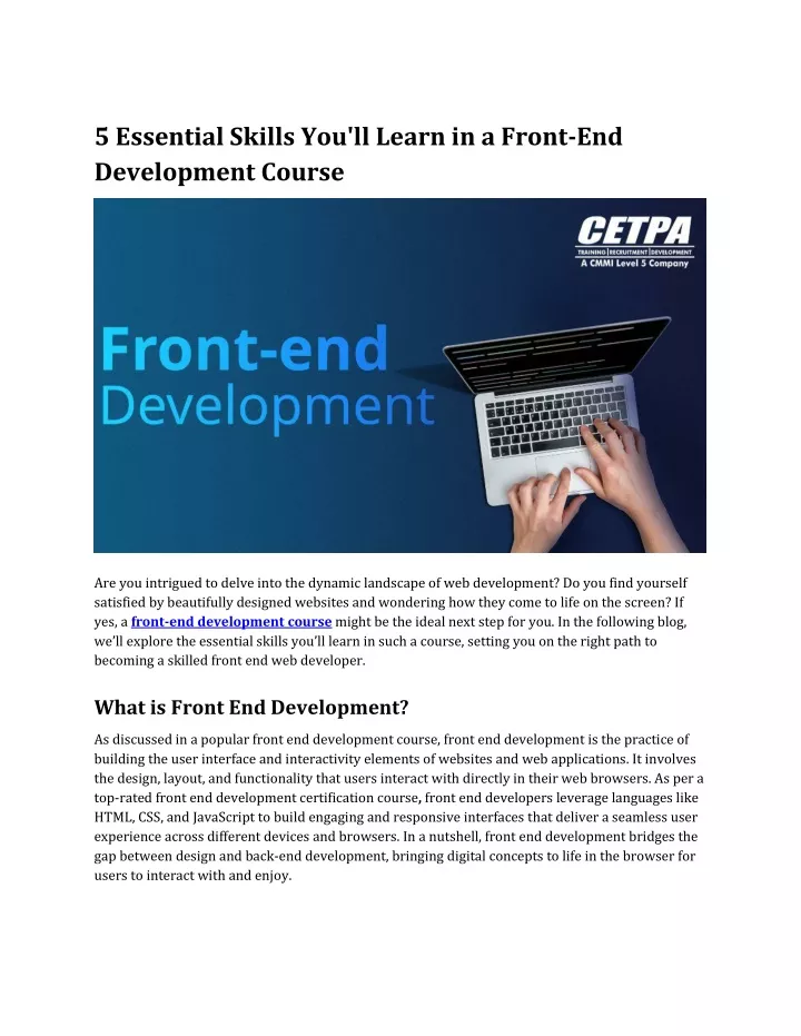 5 essential skills you ll learn in a front