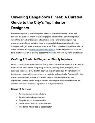 Unveiling Bangalore's Finest_ A Curated Guide to the City's Top Interior Designers