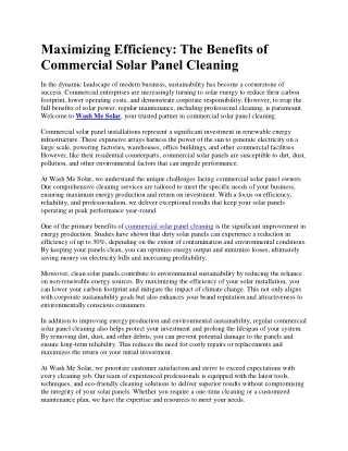 Commercial solar panel cleaning