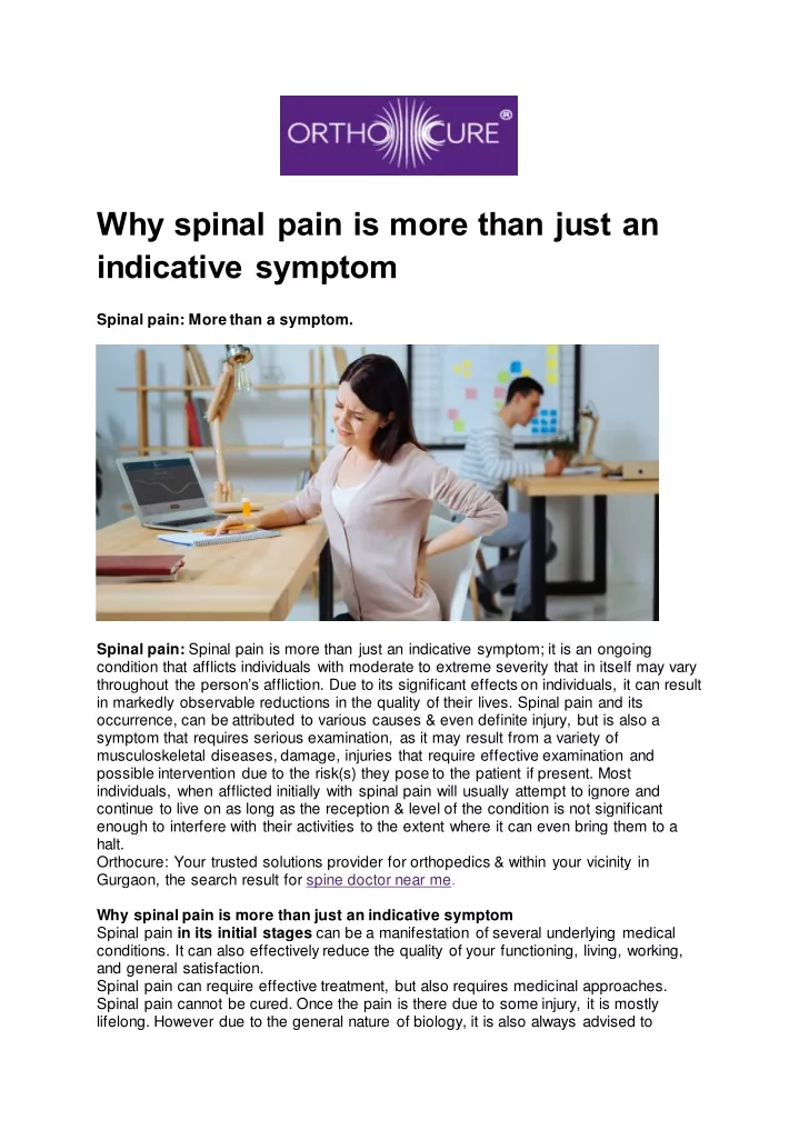why spinal pain is more than just an indicative