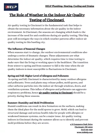 The Role of Weather in the Indoor Air Quality Testing of Cincinnati
