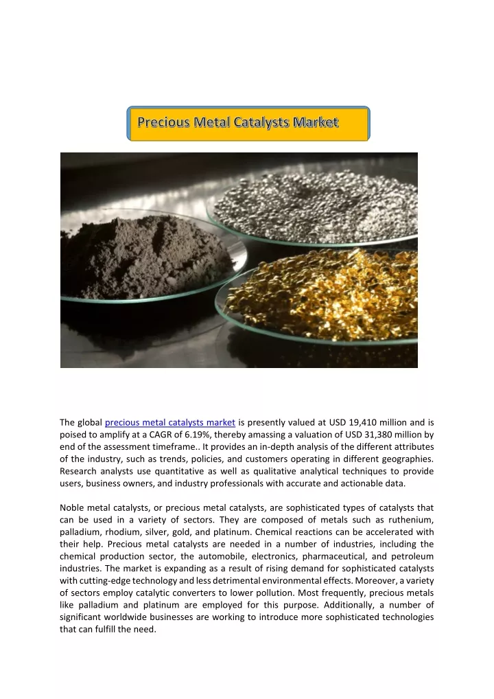 the global precious metal catalysts market